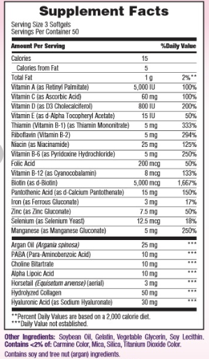 tabela-nutricional-Hair Skin and Nails 150 Caps Natures Bounty